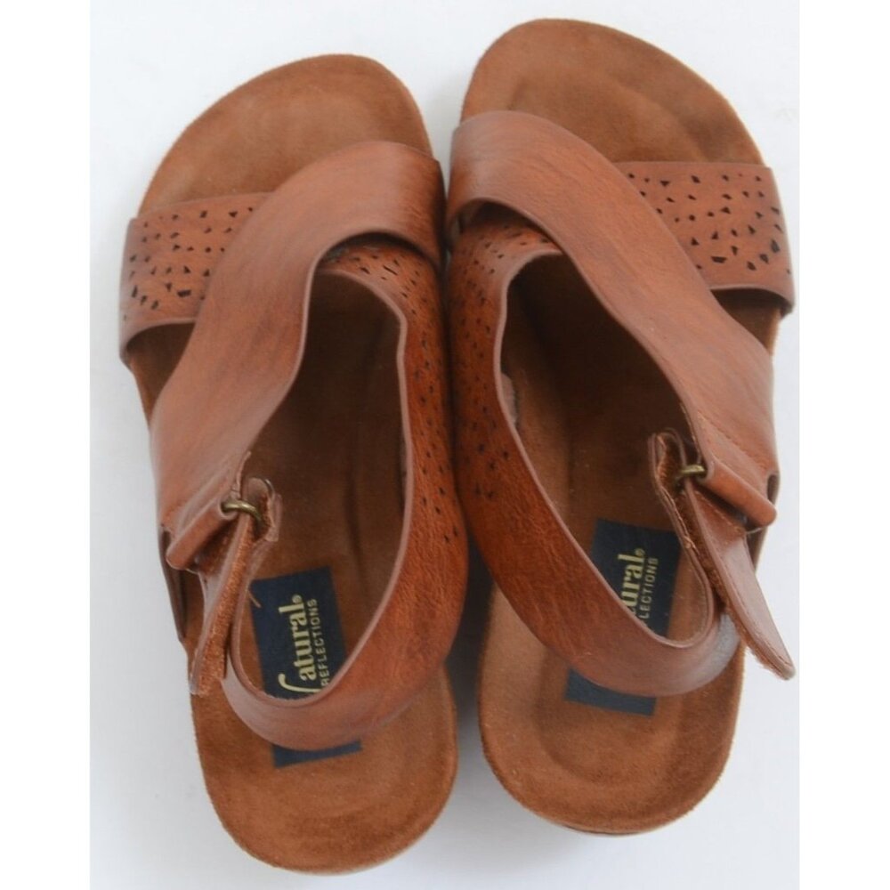 Natural Reflections Marsha Wedge Sandals Vegan Leather Boho Beachy Summer Sz 7 - Picture 4 of 9